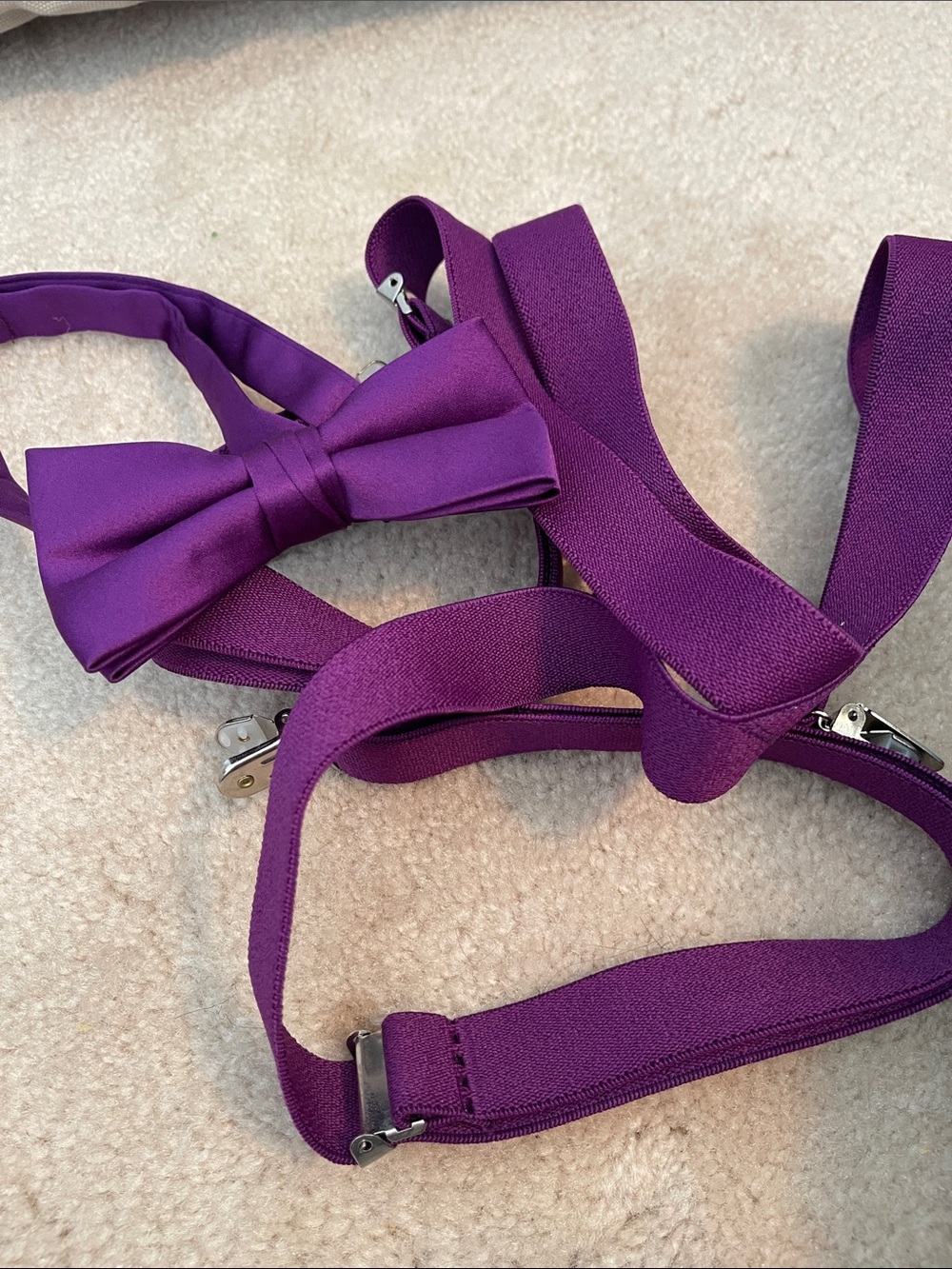Purple Kids Bow Tie and Suspenders Set